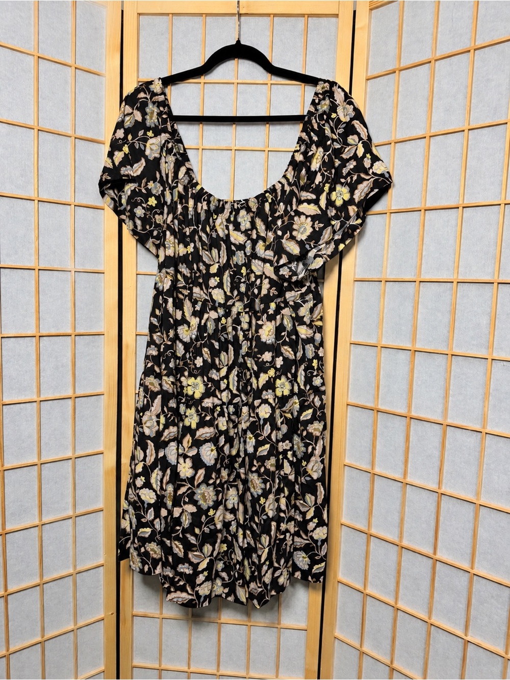 Old Navy 2X Black Floral Babydoll Mini Dress